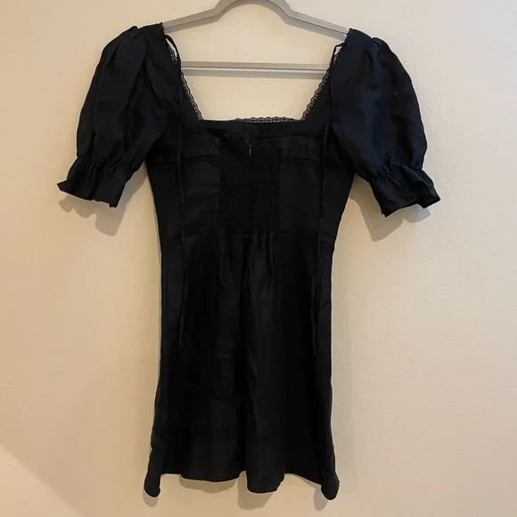 Reformation Evianna Linen Mini Dress in Black - Picture 2 of 5